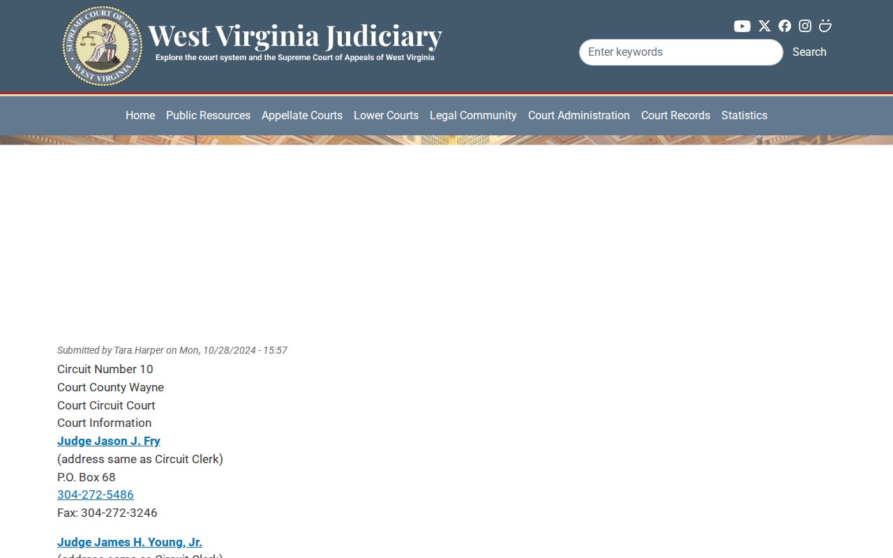 Wayne County Circuit Court court-record contact page